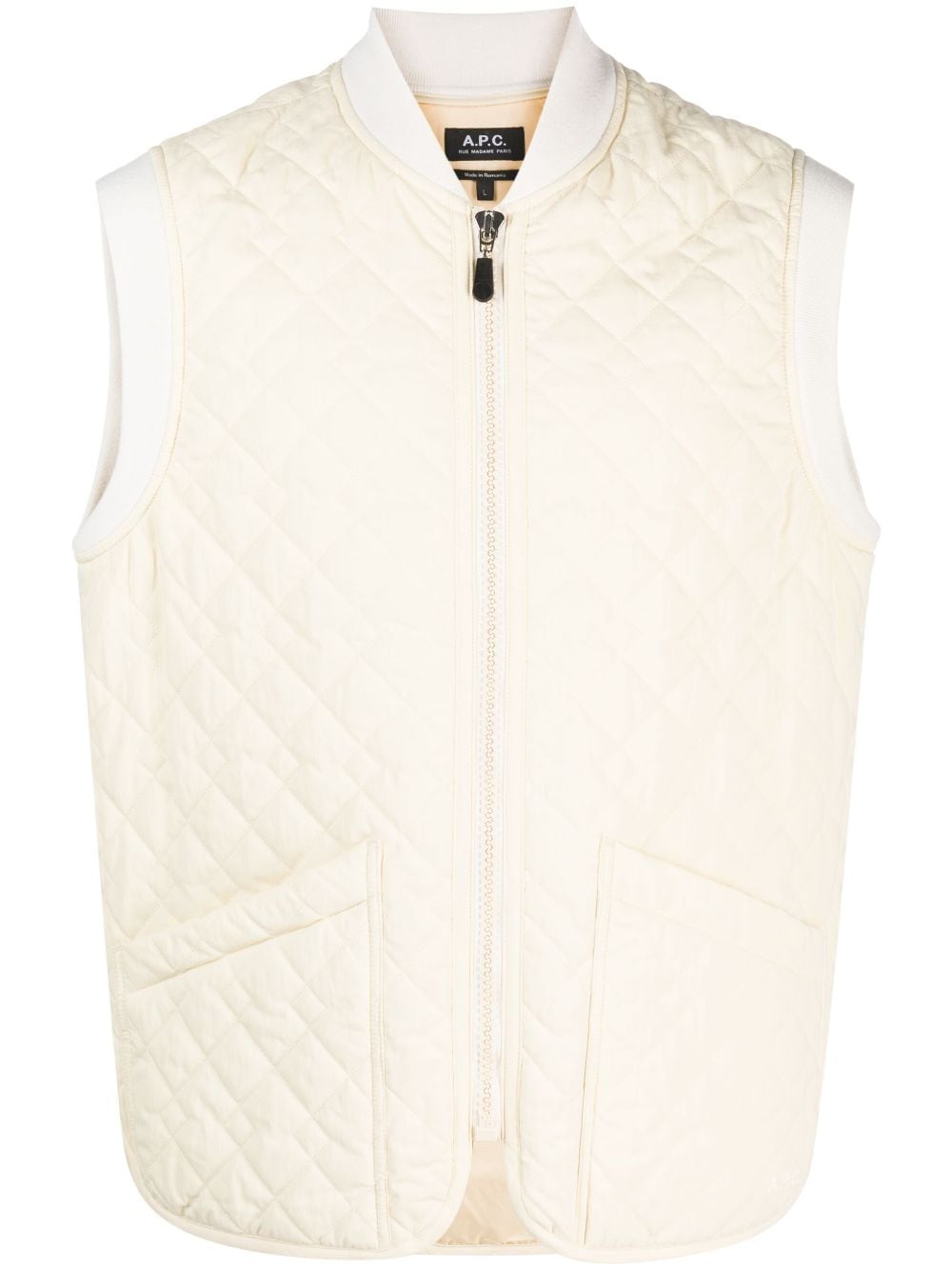 A.P.C. diamond-quilted zip-up gilet - Neutrals