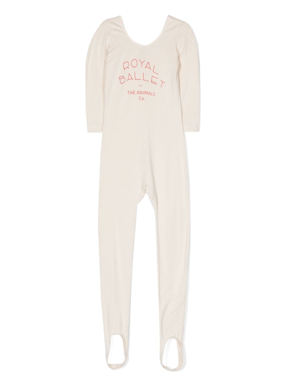 The Animals Observatory Kids' Logo-print Long-sleeve Jumpsuit In Neutrals