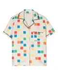 The Animals Observatory logo-embroidered geometric-print shirt - Neutrals