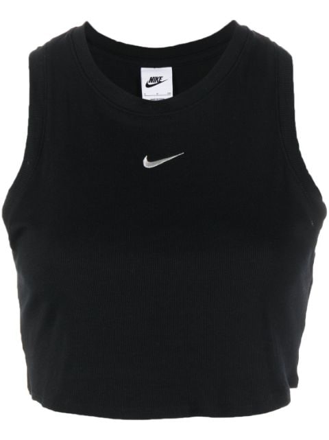 Nike top de canalé corto con logo bordado