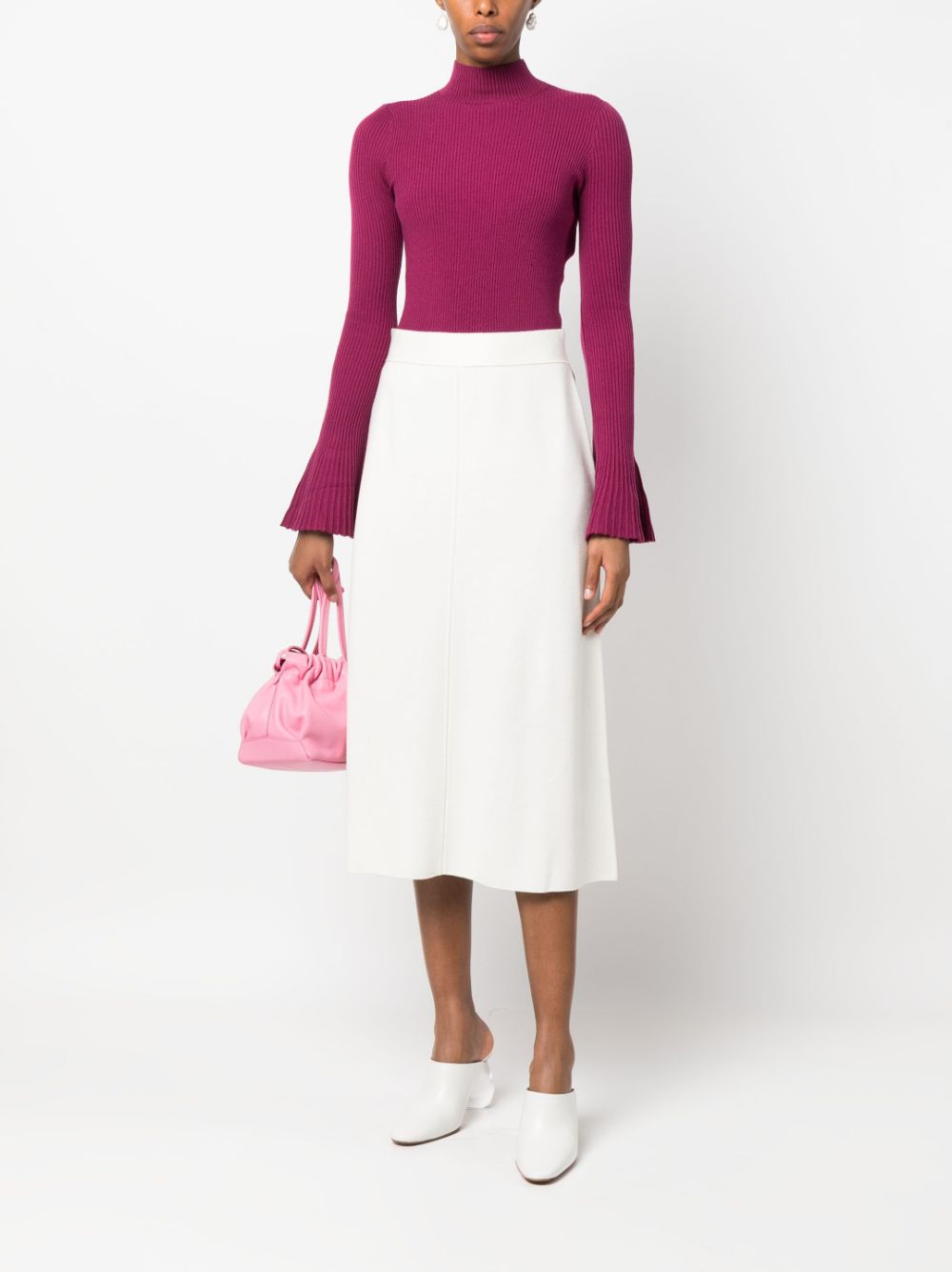 Seventy A-line wool midi skirt - Wit