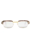 Gucci Eyewear logo-lettering rectangle-frame sunglasses - Brown