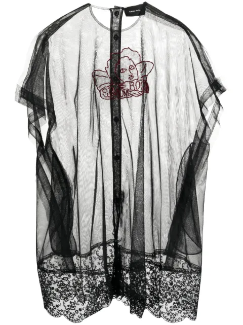 Simone Rocha túnica semitransparente con ribete de encaje 