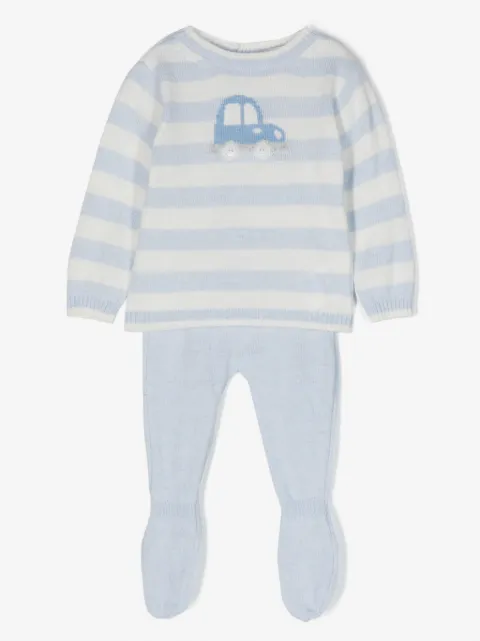 Patachou intarsia-knit striped trouser set