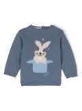 Patachou rabbit-pattern crew-neck jumper - Blue