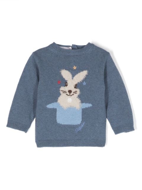 Patachou rabbit-pattern crew-neck jumper