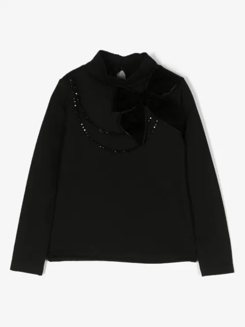 Patachou bow-detail rhinestone-embellished blouse