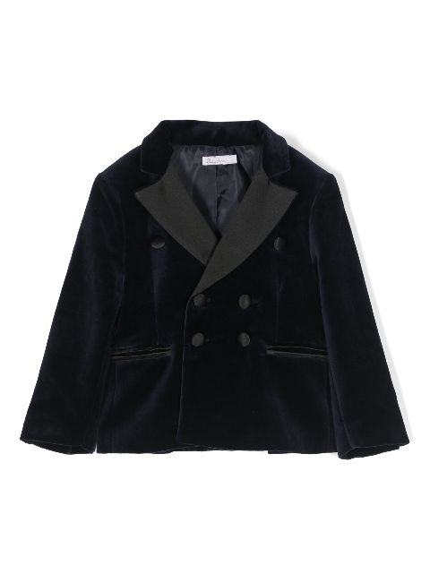 Patachou satin-lapels velvet double-breasted blazer