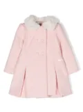 Patachou double-breasted faux-fur collar coat - Pink