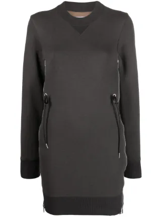 Sacai twill panel Sweatshirt Dress Grey FARFETCH AU