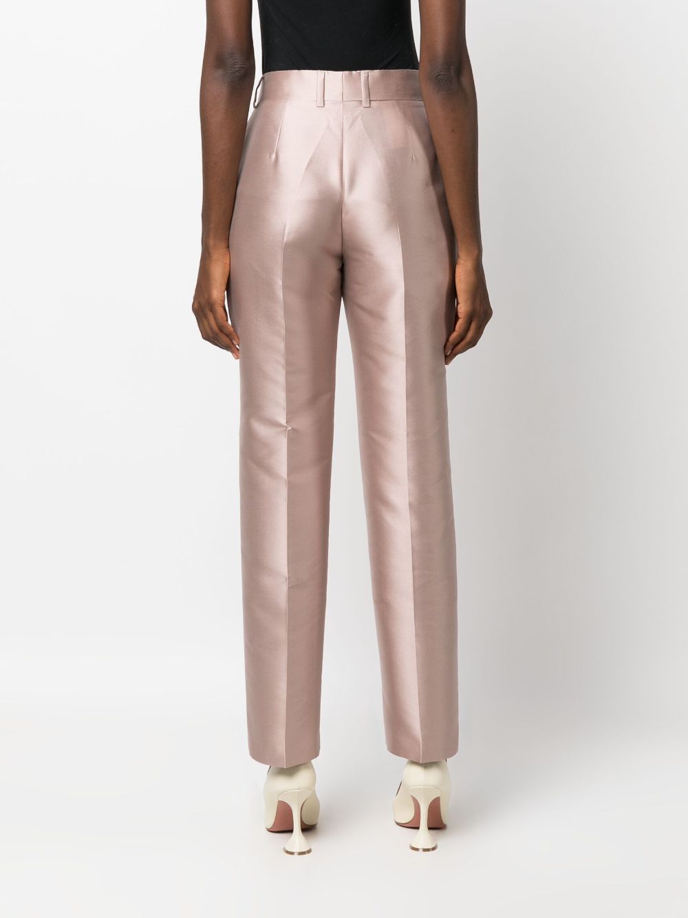 Alberta Ferretti high-waist metallic-sheen trousers - Roze