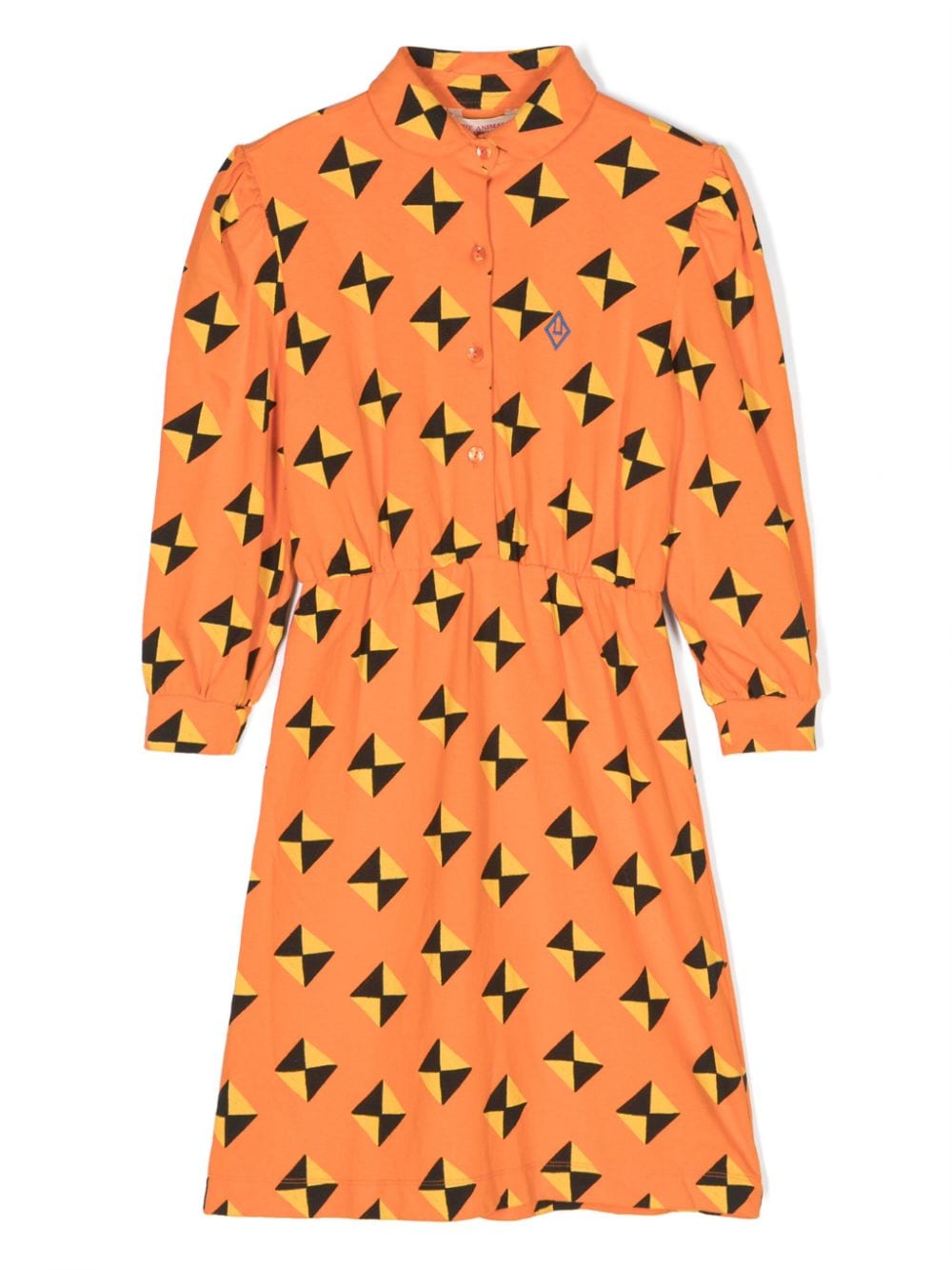 The Animals Observatory Kids' Pigeon Graphic-print Cotton Dress In Orange
