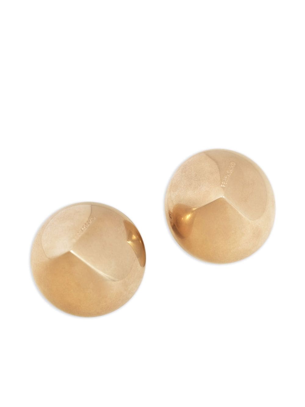Shop Ferragamo Logo-engraved Polished-finish Earrings In Gold