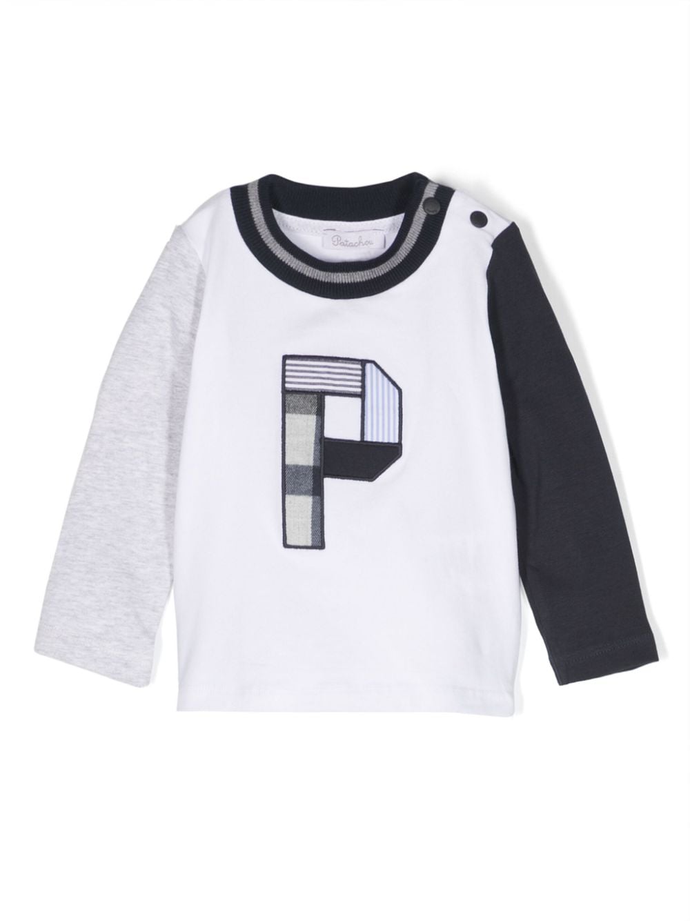 Patachou Babies' Colour-block Long-sleeved T-shirt In White