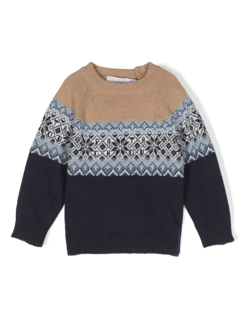 Patachou patterned intarsia knit crew-neck jumper