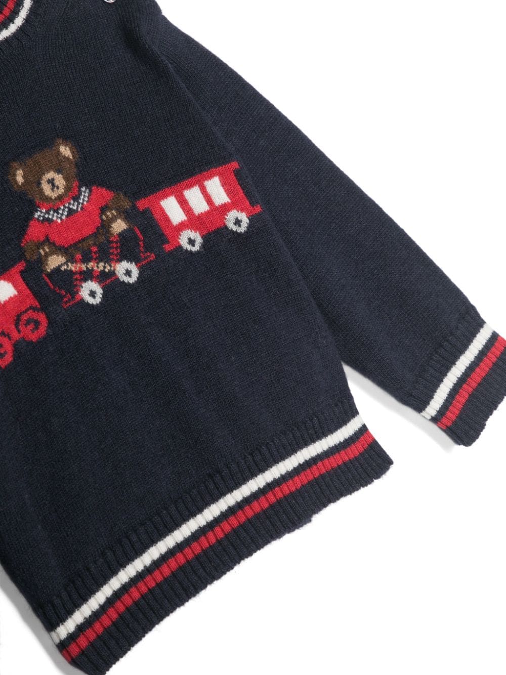 Shop Patachou Teddy Bear-pattern Striped Jumper In Blue