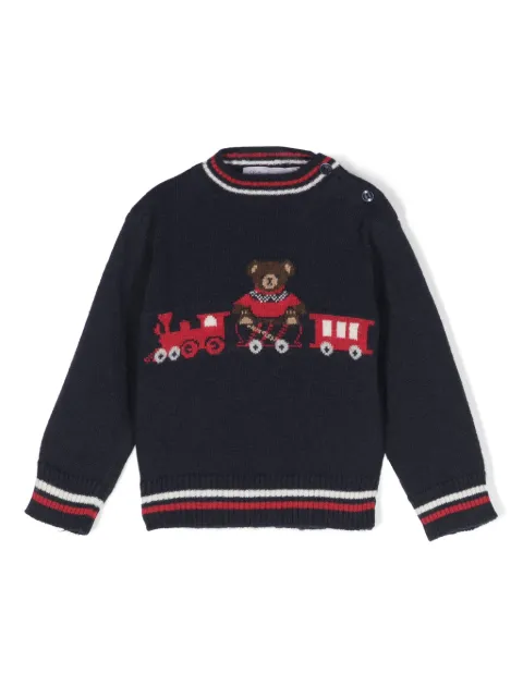 Patachou Teddy Bear-pattern striped jumper