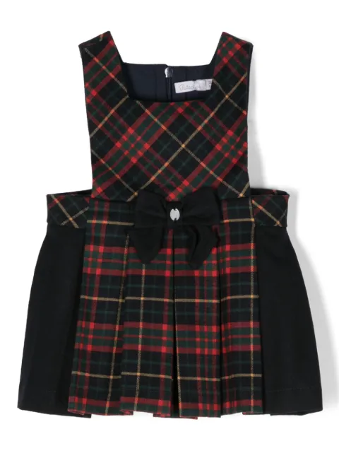 Patachou bow-detail tartan-check midi dress