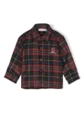 Patachou logo-patch checked shirt - Blue