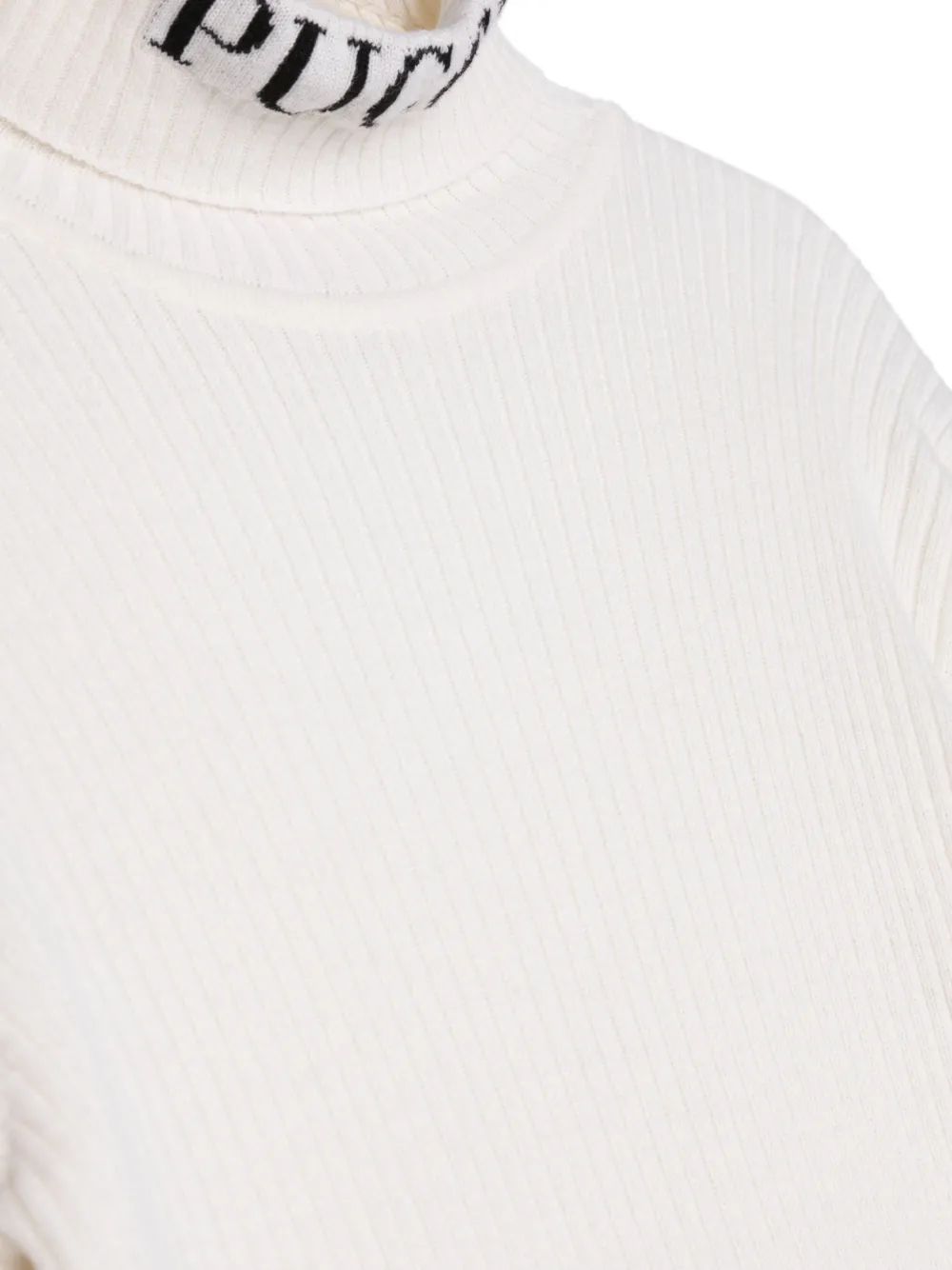 Pucci Junior Intarsia-knitted Logo Jumper In Neutrals