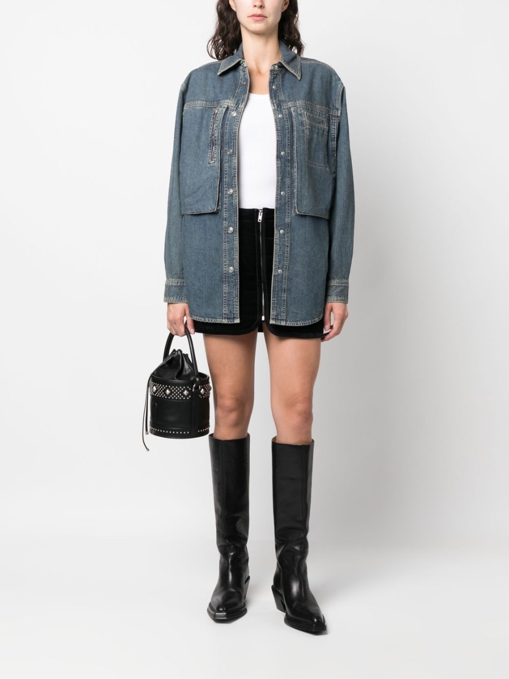 Shop Marant Etoile Arona Quilted Velvet Miniskirt In Black