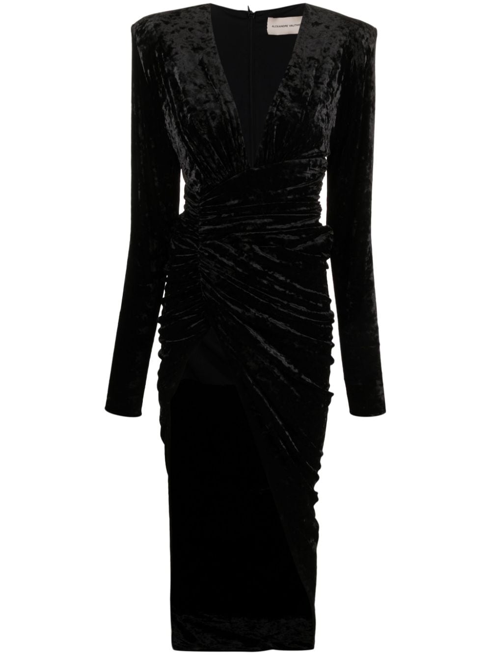 Image 1 of Alexandre Vauthier draped asymmetric velour dress