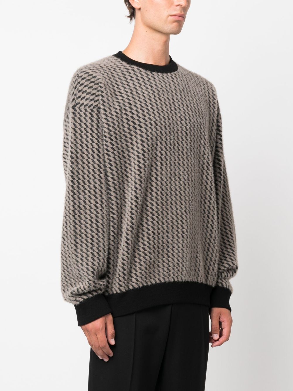 Giorgio Armani patterned-jacquard crew-neck jumper Men