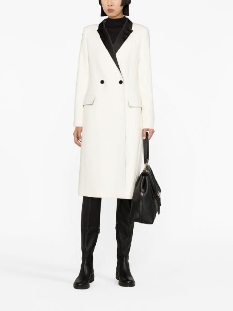 contrast-lapels double-breasted coat