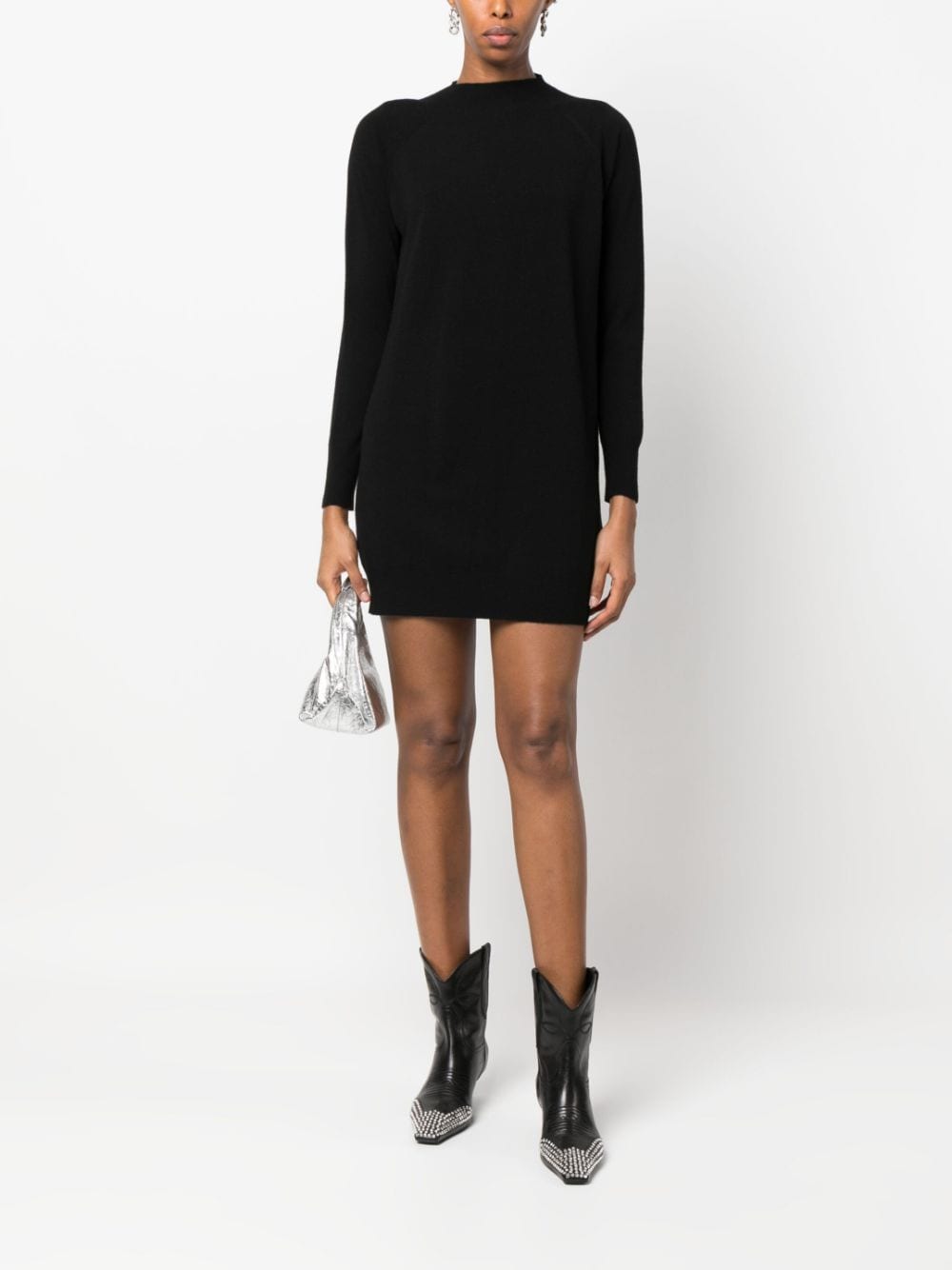 Seventy mock-neck knitted minidress - Zwart