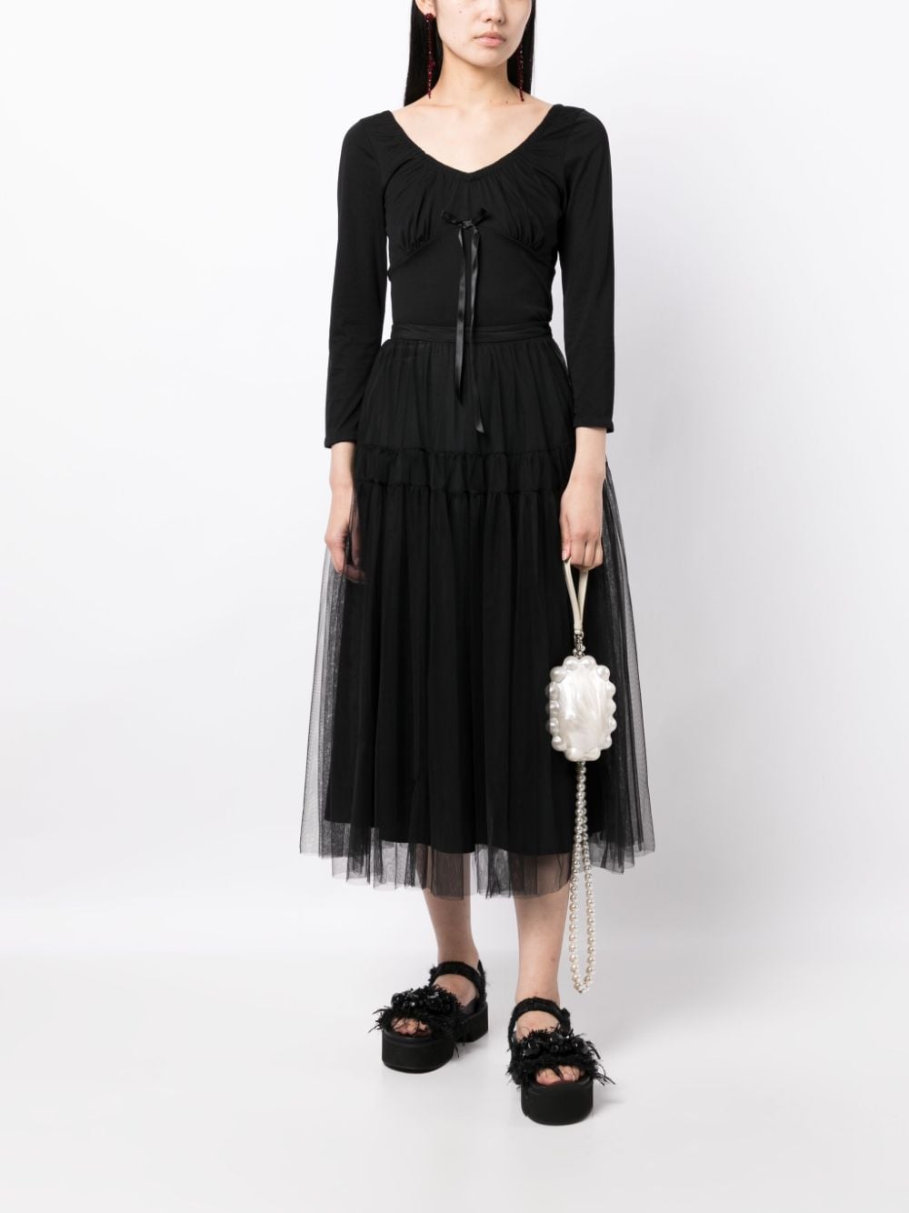 Simone Rocha Top met diepe ronde hals - Zwart