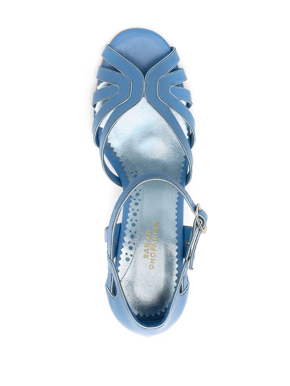 Shop Sarah Chofakian Marcel 65mm Cut-out Sandals In Blue
