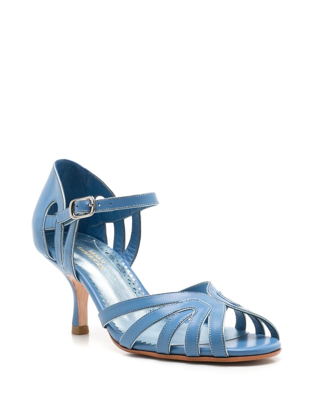 Shop Sarah Chofakian Marcel 65mm Cut-out Sandals In Blue