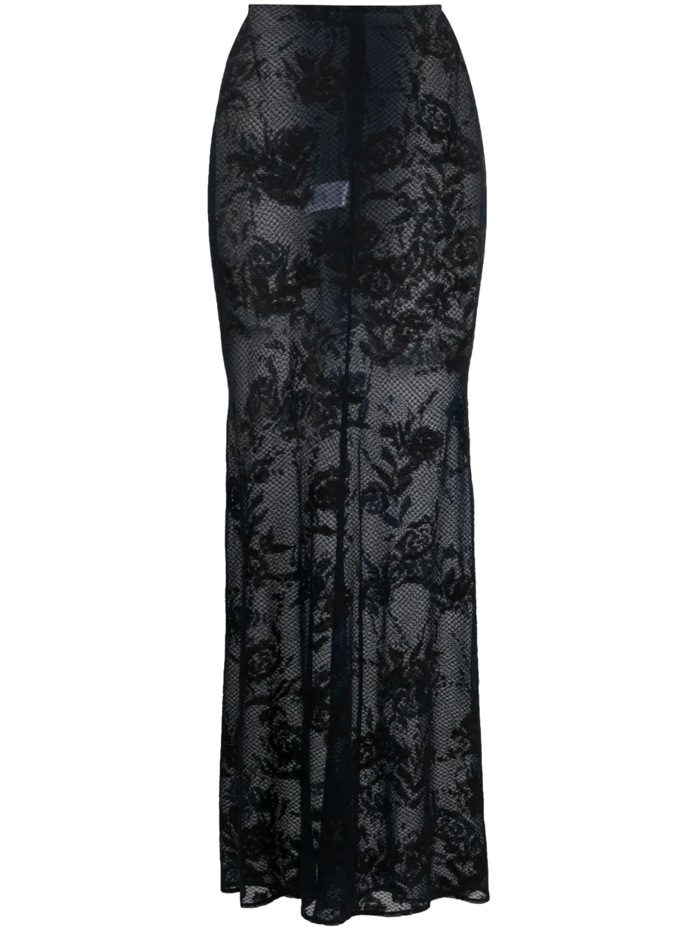 Alaïa floral-appliqué high-waist skirt | Blue | Image 1