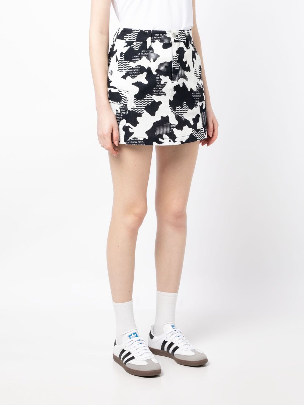 Shop Pearly Gates Cow-print Mini Skirt In Black