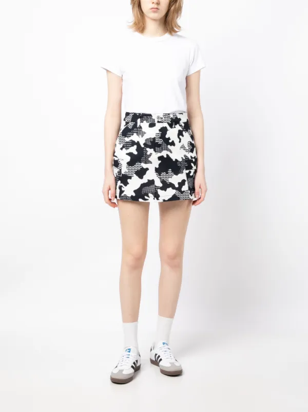 Pearly Gates Cow Print Mini Skirt Black