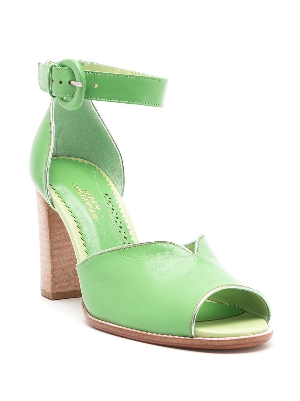 Shop Sarah Chofakian Lorraine 75mm Leather Sandals In Green