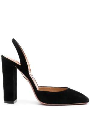 Womens black top suede pumps