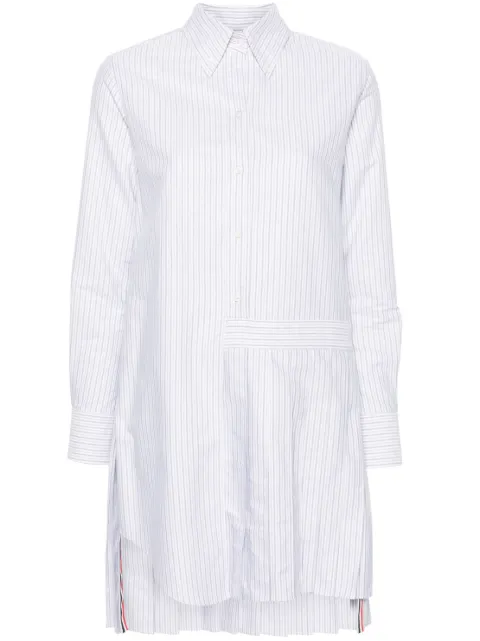 Thom Browne vestido camisero plisado con motivo de rayas