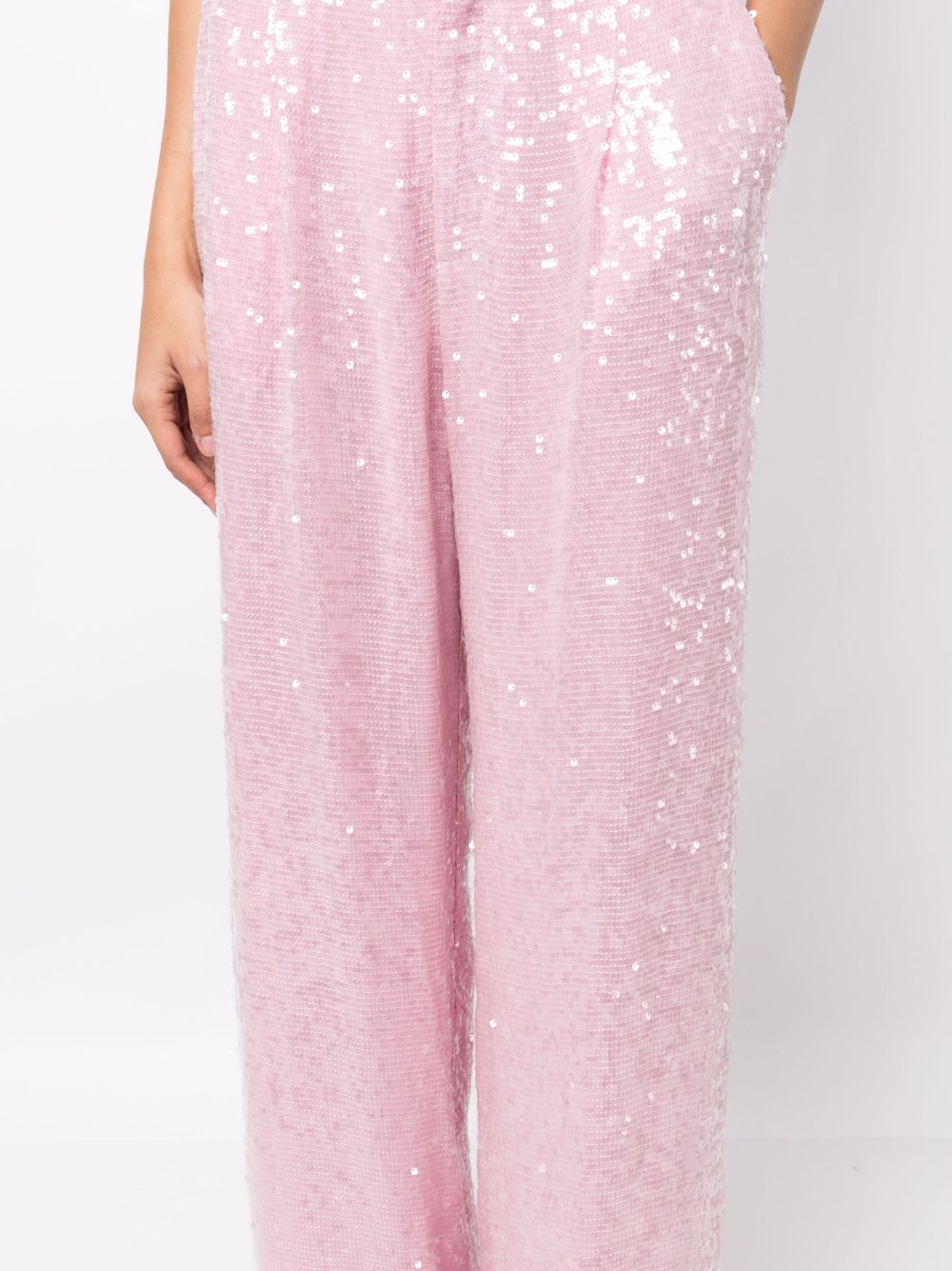 Shop Lapointe Sequin-embellished Flared Trousers In 粉色