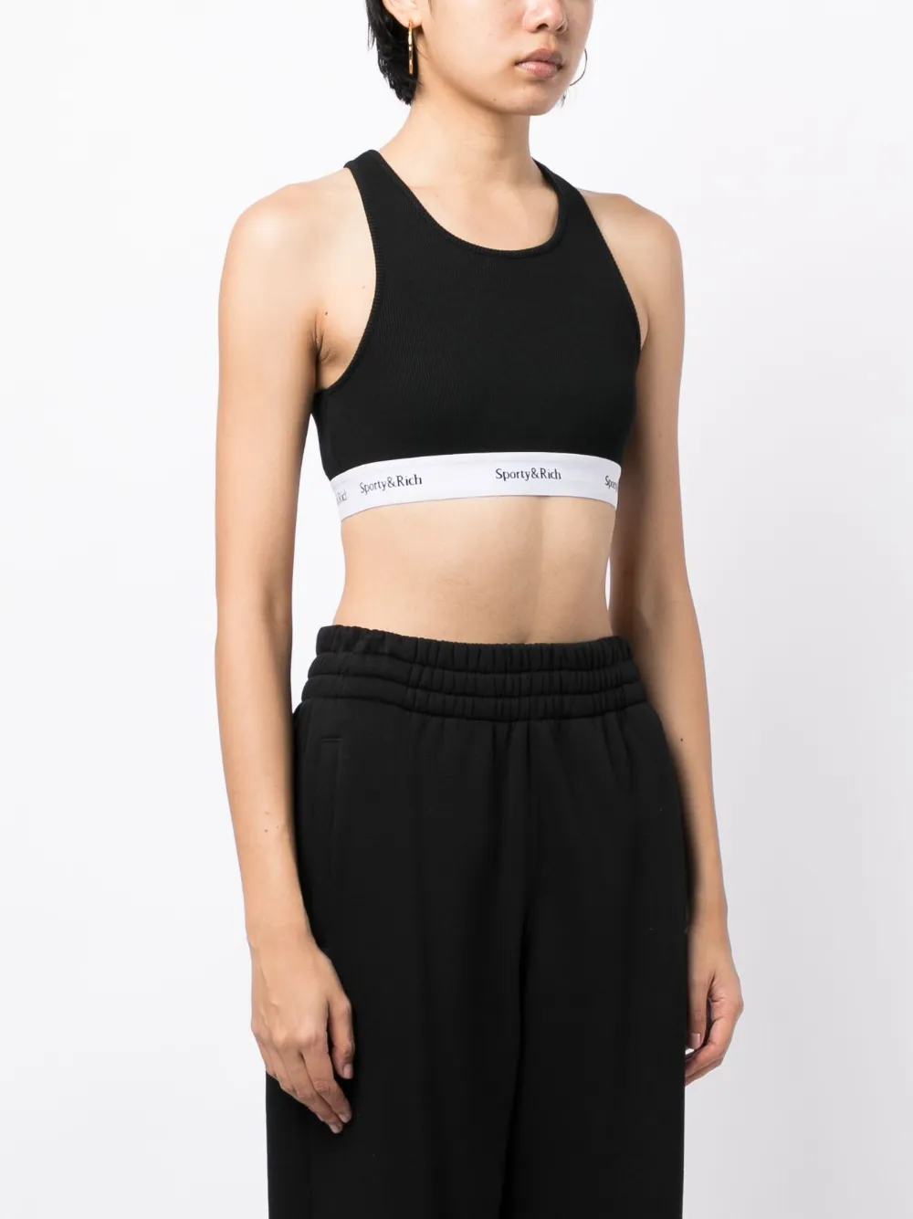fine-ribbed cropped tank top