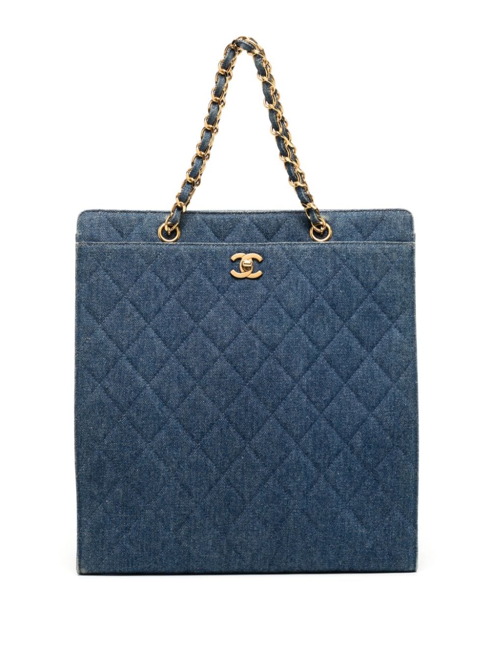 Pre-owned Chanel 1998 Diamond-quilted Tote Bag In Blue