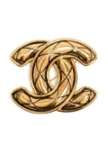 CHANEL Pre-Owned 1980-1986 CC diamond-quilted brooch - Gold