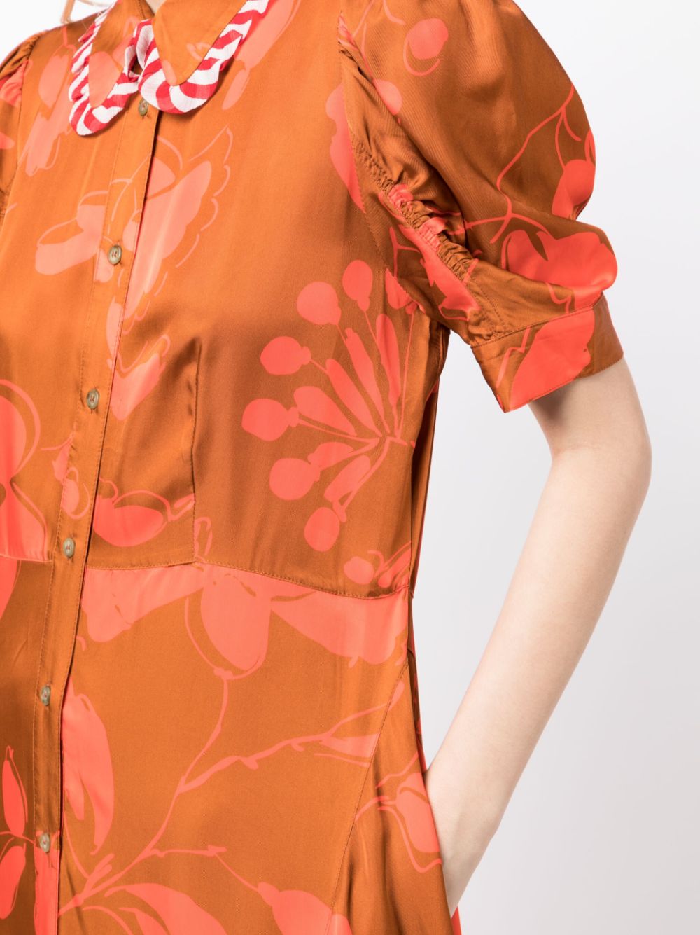 Shop Lee Mathews Floral-print Button-up Dress In Brown