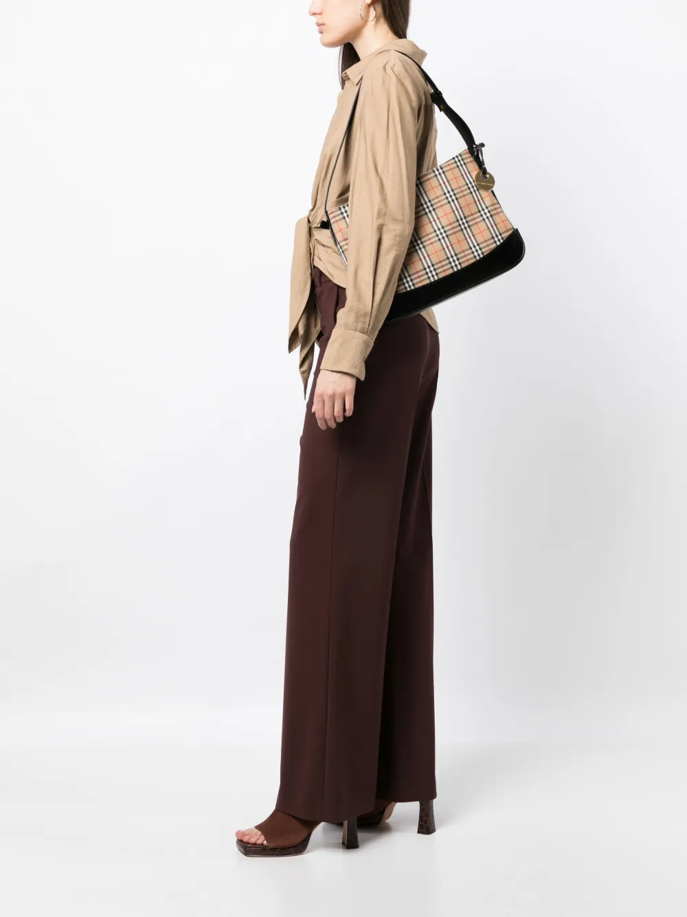 Burberry Pre-Owned 1990-2000s geruite schoudertas - Bruin