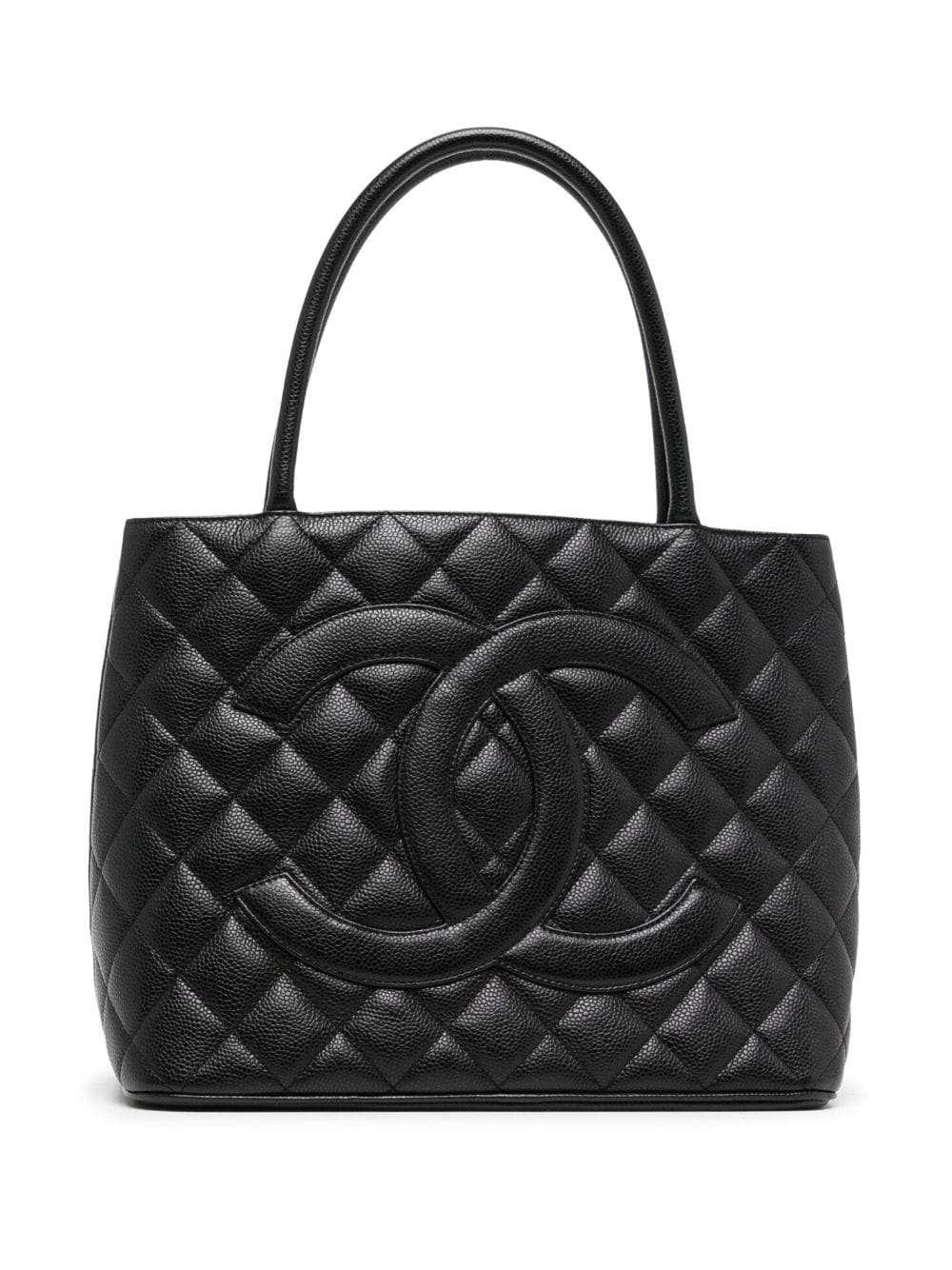 Pre-owned Chanel 2000 Medallion Tote Bag In Black