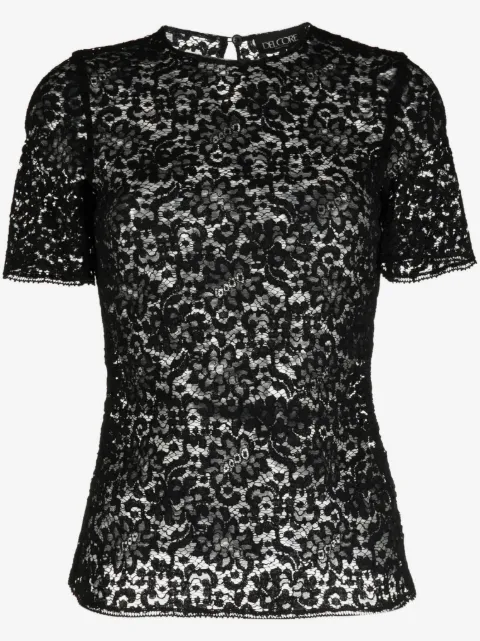 Del Core floral-lace short-sleeved T-shirt