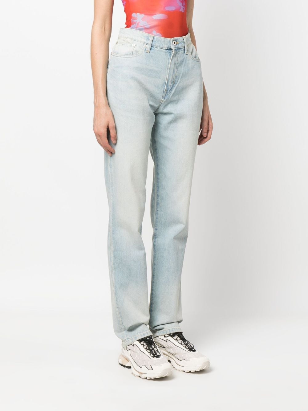 Shop Kenzo Japanese High-waisted Straight-leg Jeans In Blue
