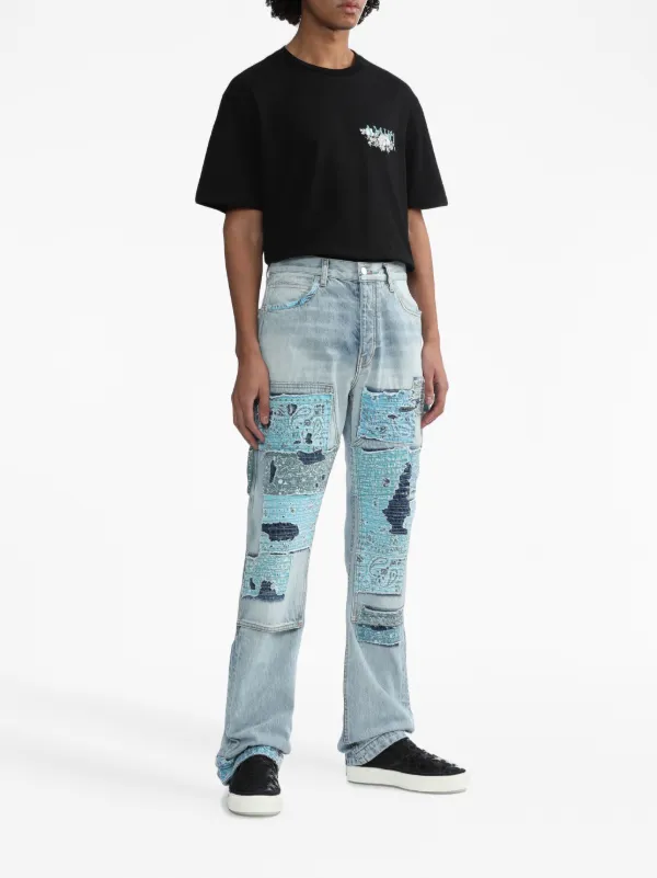 AMIRI high-rise patchwork-detail Jeans | Blue | FARFETCH