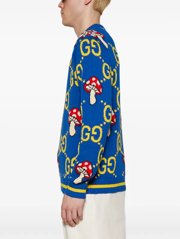 Gucci Double G crew neck Wool Jumper Blue FARFETCH AO