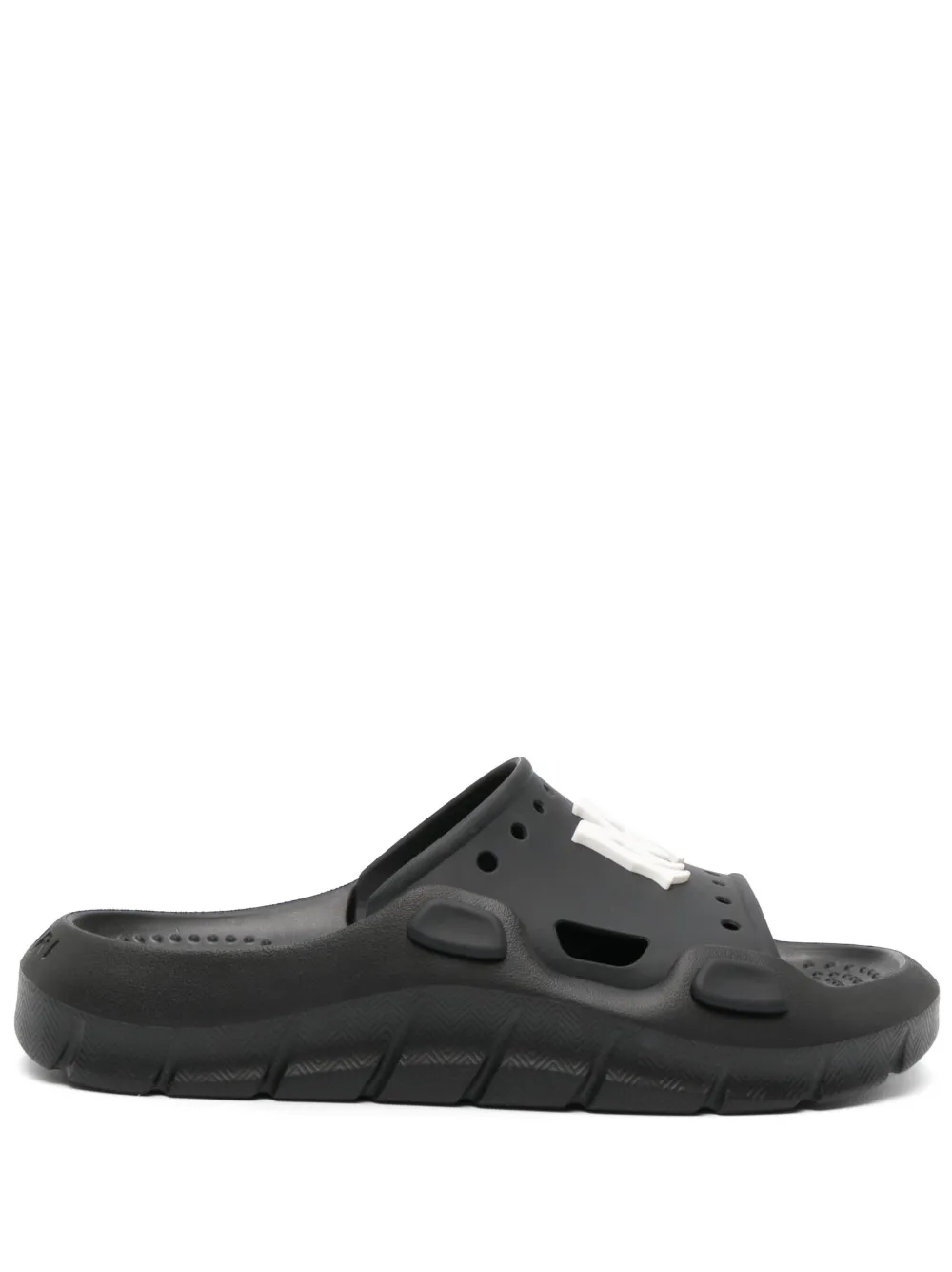 AMIRI logo-patch round-toe slides | Black | Image 1